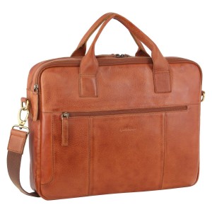 Pierre Cardin Rustic Leather Computer Bag Brown | 549386-QZA