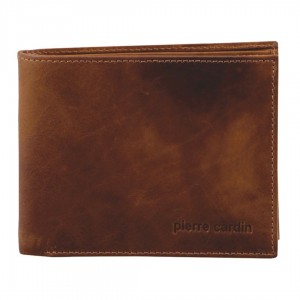 Pierre Cardin Rustic Leather Tri-Fold Wallet Brown | 451289-JHU