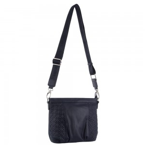 Pierre Cardin Webbing Strap Leather Crossbody Bag Navy | 673415-YTM