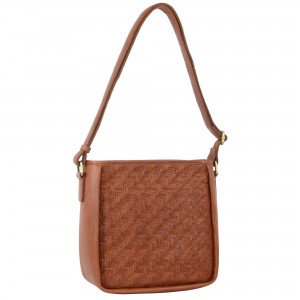 Pierre Cardin Woven Embossed Leather Cross-Body Bag Brown | 789023-KPY