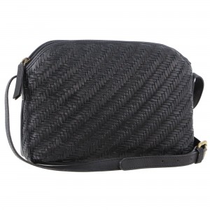 Pierre Cardin Woven Embossed Leather Cross-Body Bag Black | 160832-NVX