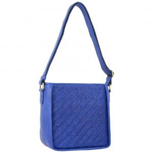 Pierre Cardin Woven Embossed Leather Cross-Body Bag Royal Blue | 468309-FAQ