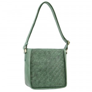 Pierre Cardin Woven Embossed Leather Cross-Body Bag Green | 473562-XZD