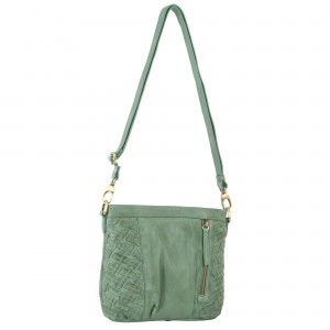 Pierre Cardin Woven Embossed Leather Crossbody Bag Green | 627183-FOL