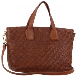 Pierre Cardin Woven Embossed Leather Tote Bag Dark Brown | 012965-YIL