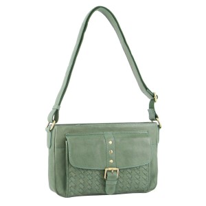 Pierre Cardin Woven Leather Crossbody Bag Green | 348152-FGE