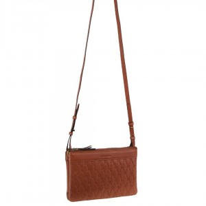 Pierre Cardin leather Pleated-Design Cross-Body Bag Brown | 081236-UGB