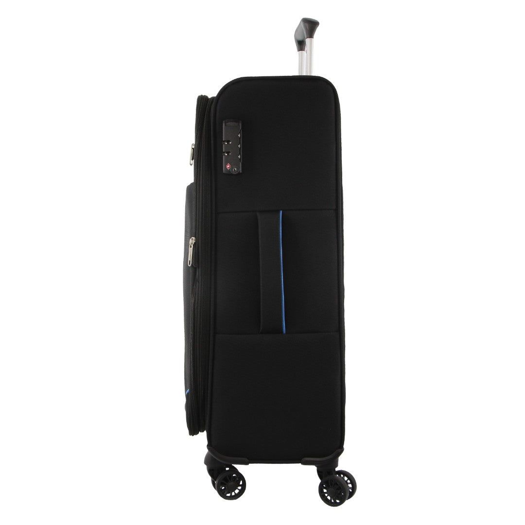 Pierre Cardin 68cm MEDIUM Soft Shell Suitcase Black | 159726-LRZ