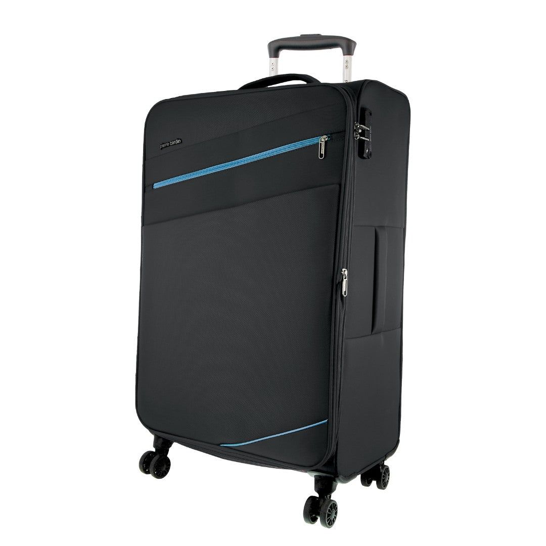 Pierre Cardin 68cm MEDIUM Soft Shell Suitcase Black | 159726-LRZ