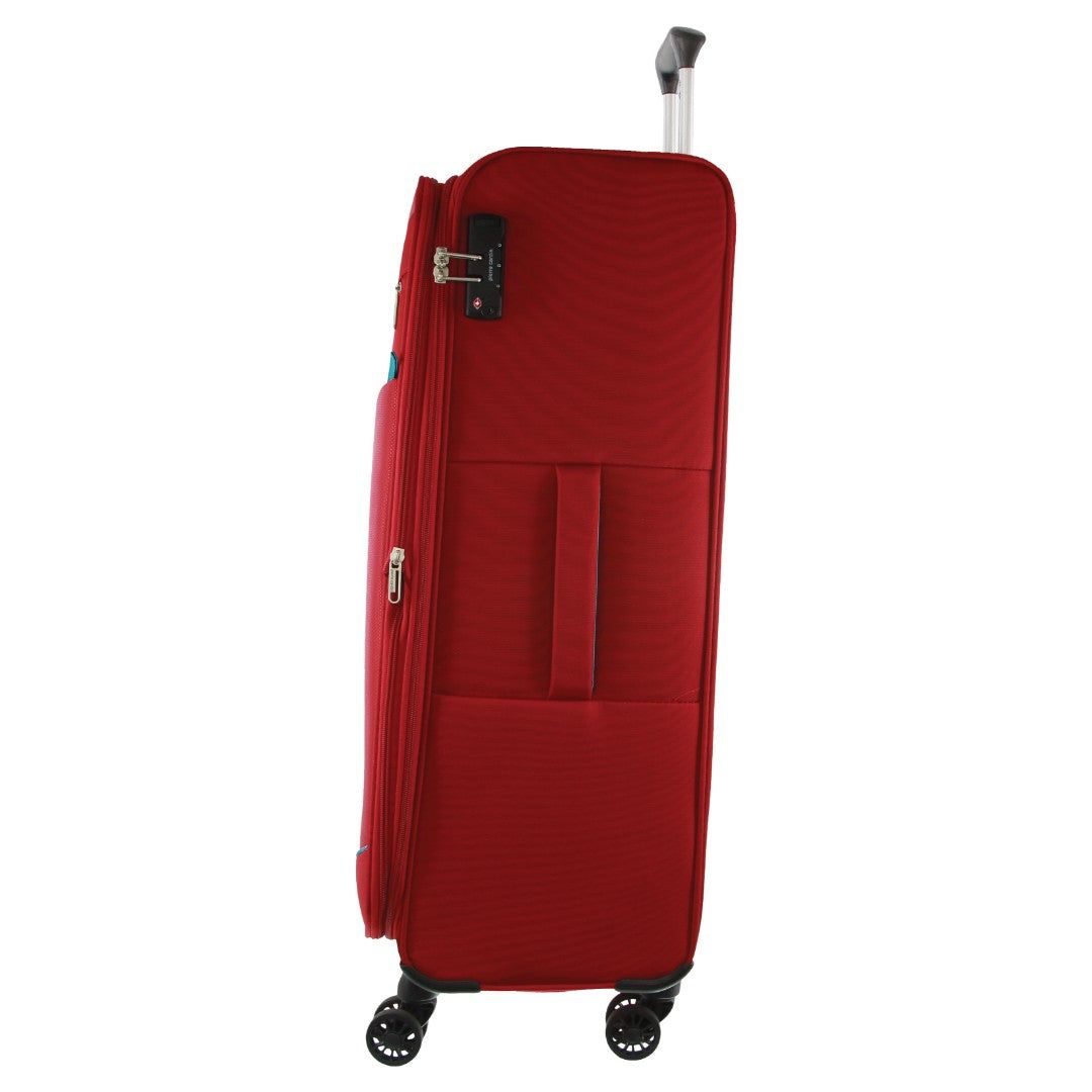 Pierre Cardin 76cm LARGE Soft Shell Suitcase Red | 738194-IMA