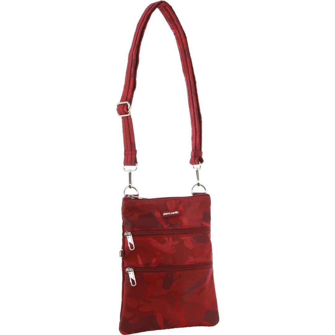 Pierre Cardin Anti-Theft Cross Body Bag Burgundy / Camo | 782345-IDQ