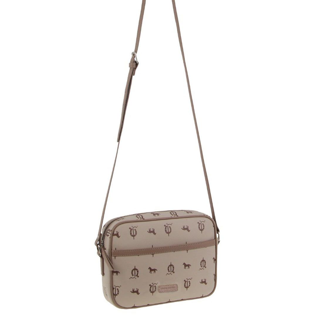 Pierre Cardin Canvas Leather Trim Square Cross-body Bag Beige | 781204-IOC