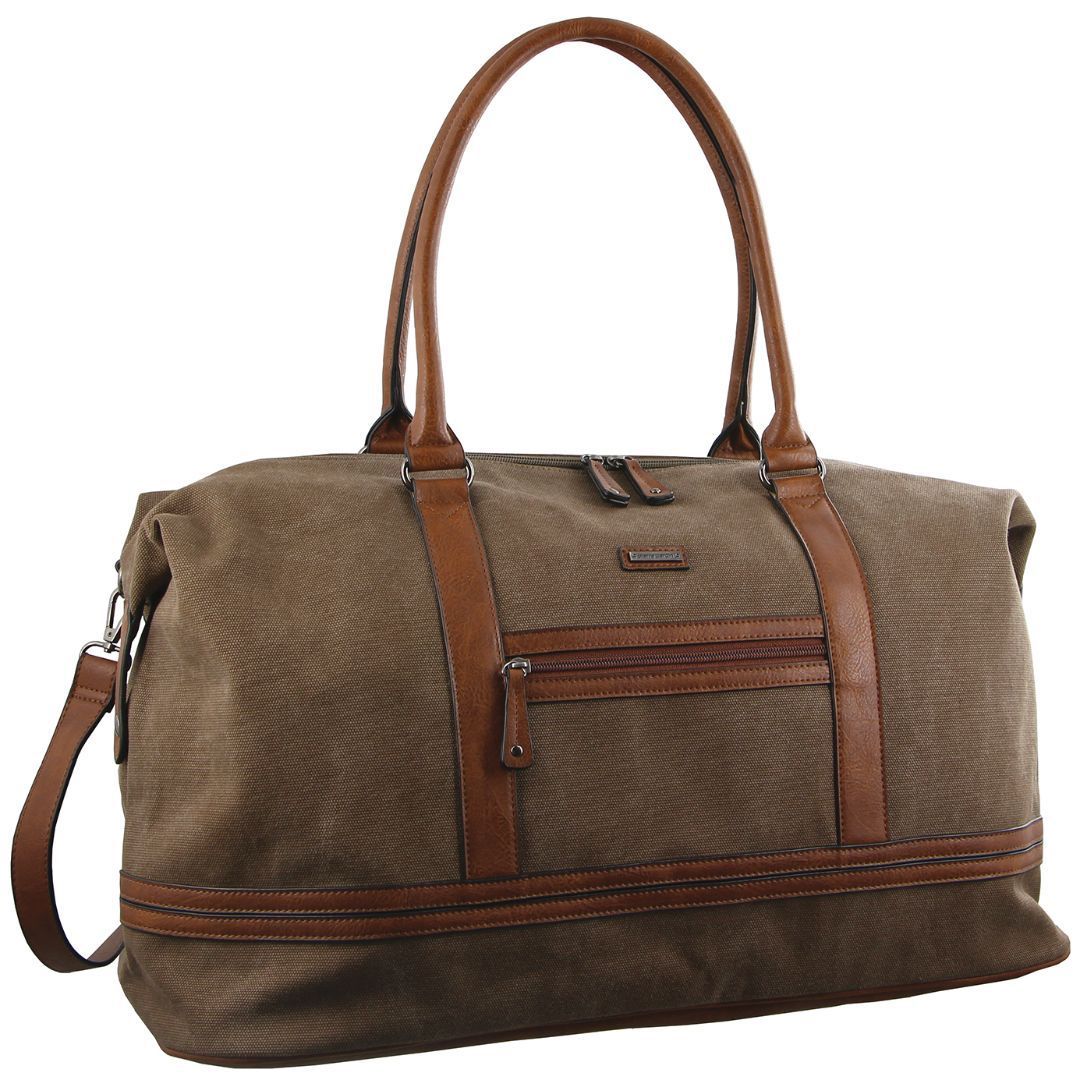 Pierre Cardin Canvas Overnight Bag Brown | 279108-ZHY