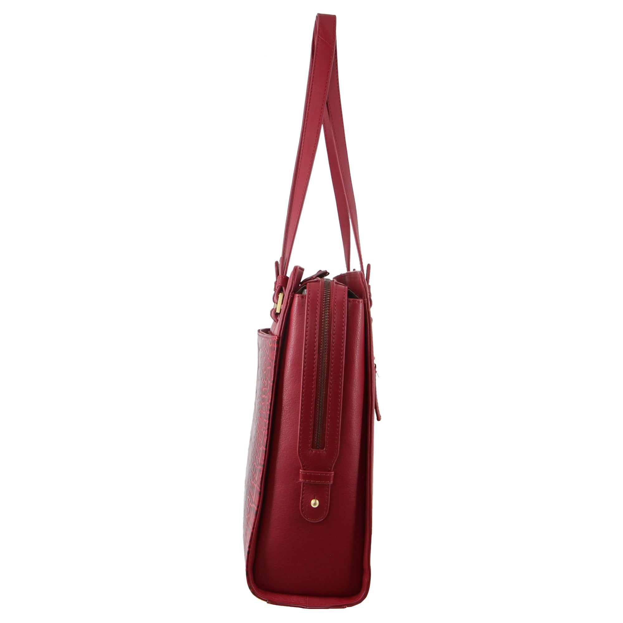 Pierre Cardin Croc-Embossed Leather Business Computer Bag Red | 017624-NDV