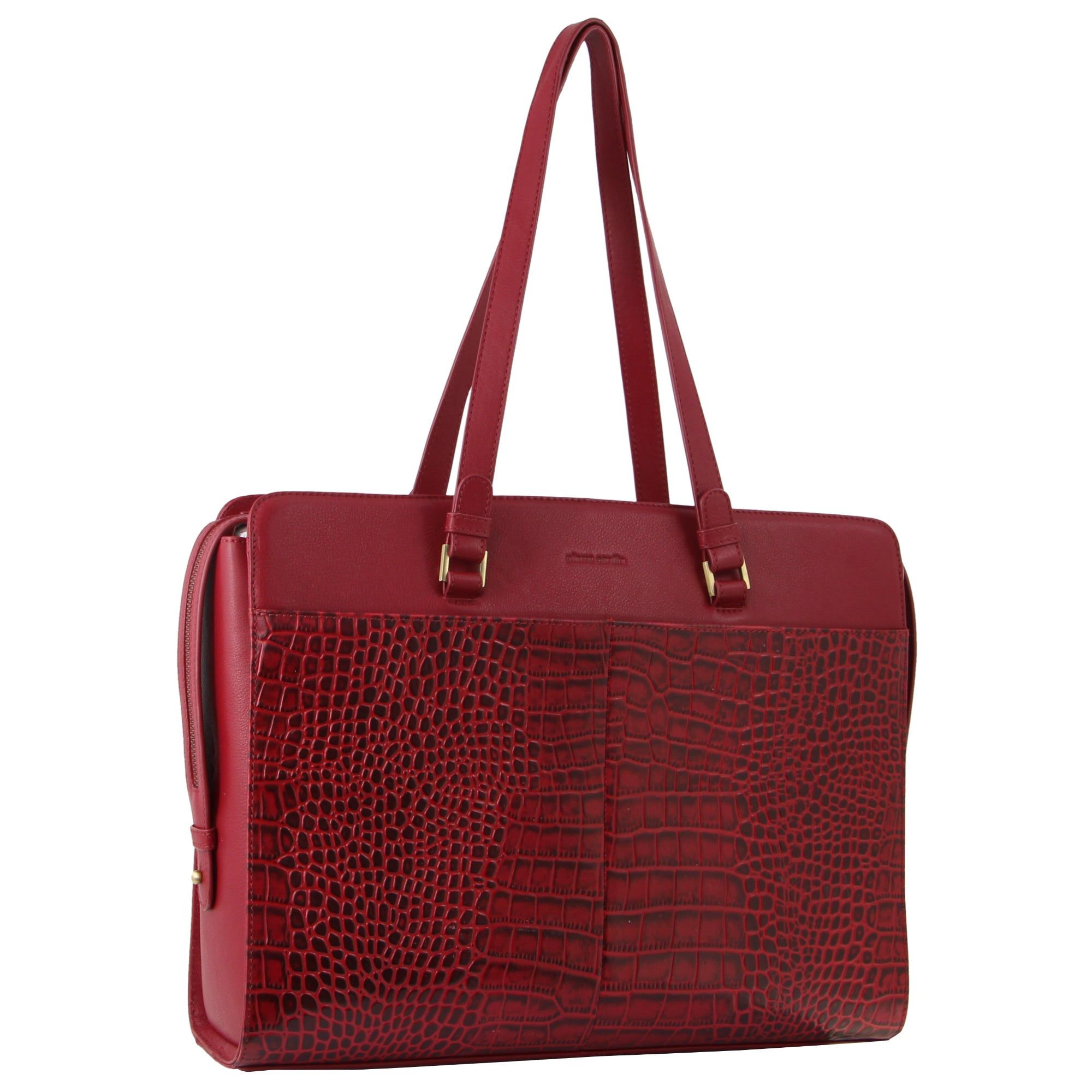 Pierre Cardin Croc-Embossed Leather Business Computer Bag Red | 017624-NDV