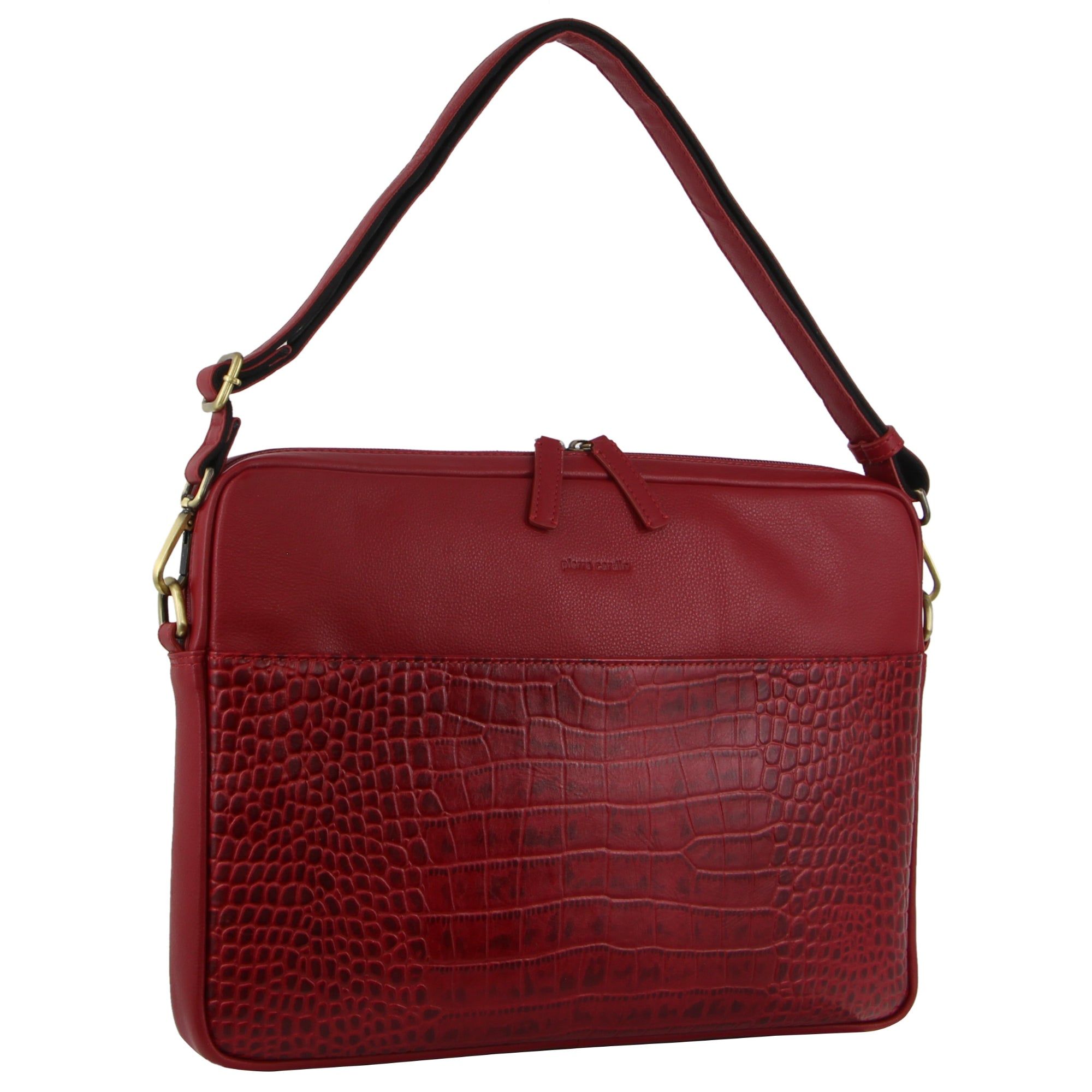 Pierre Cardin Croc-Embossed Leather Business Computer Bag Red | 531972-VAE