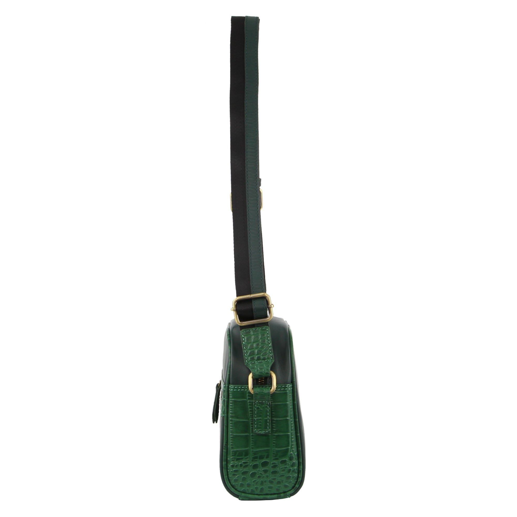 Pierre Cardin Croc-Embossed Leather Cross-Body Bag Green | 706132-LRK