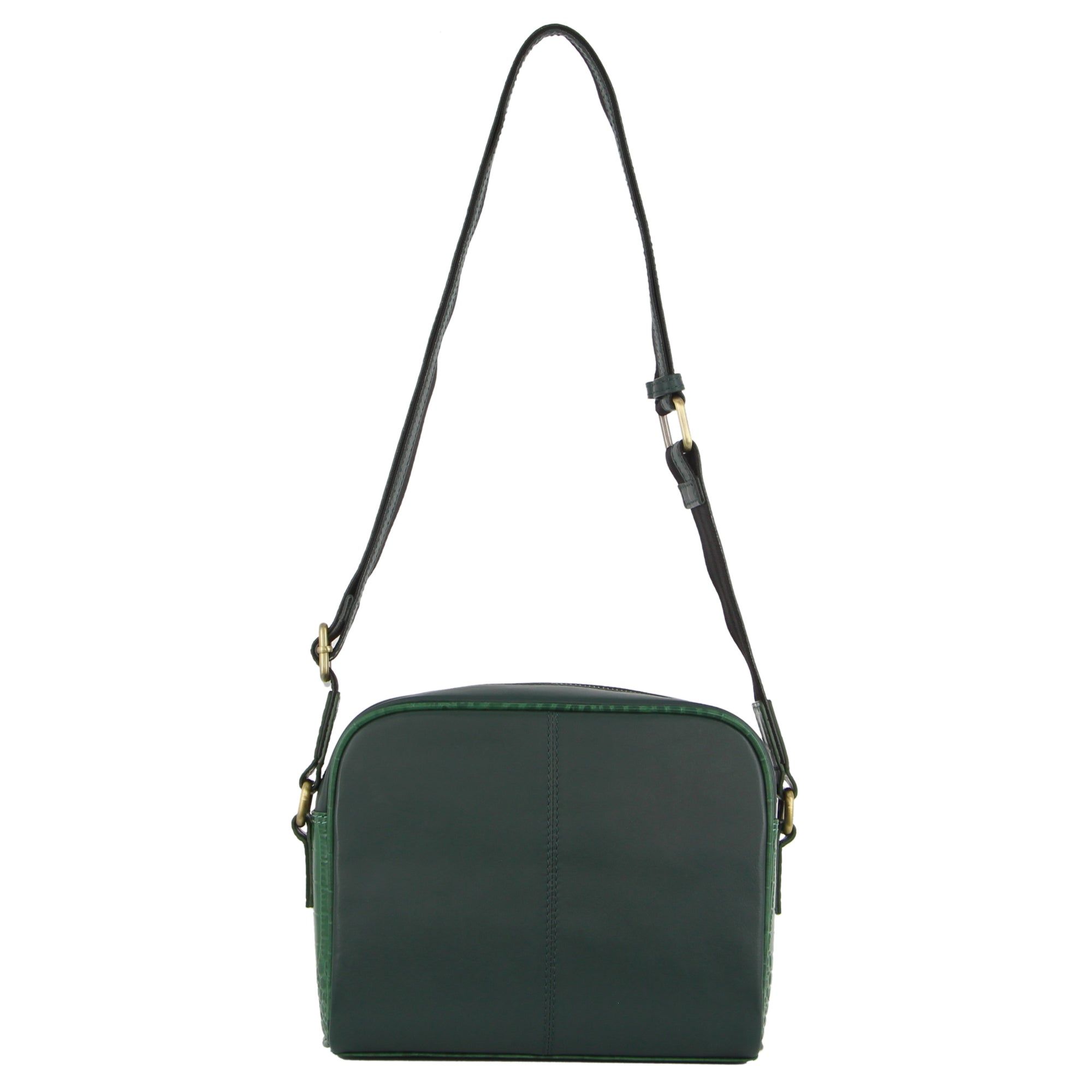 Pierre Cardin Croc-Embossed Leather Cross-Body Bag Green | 706132-LRK