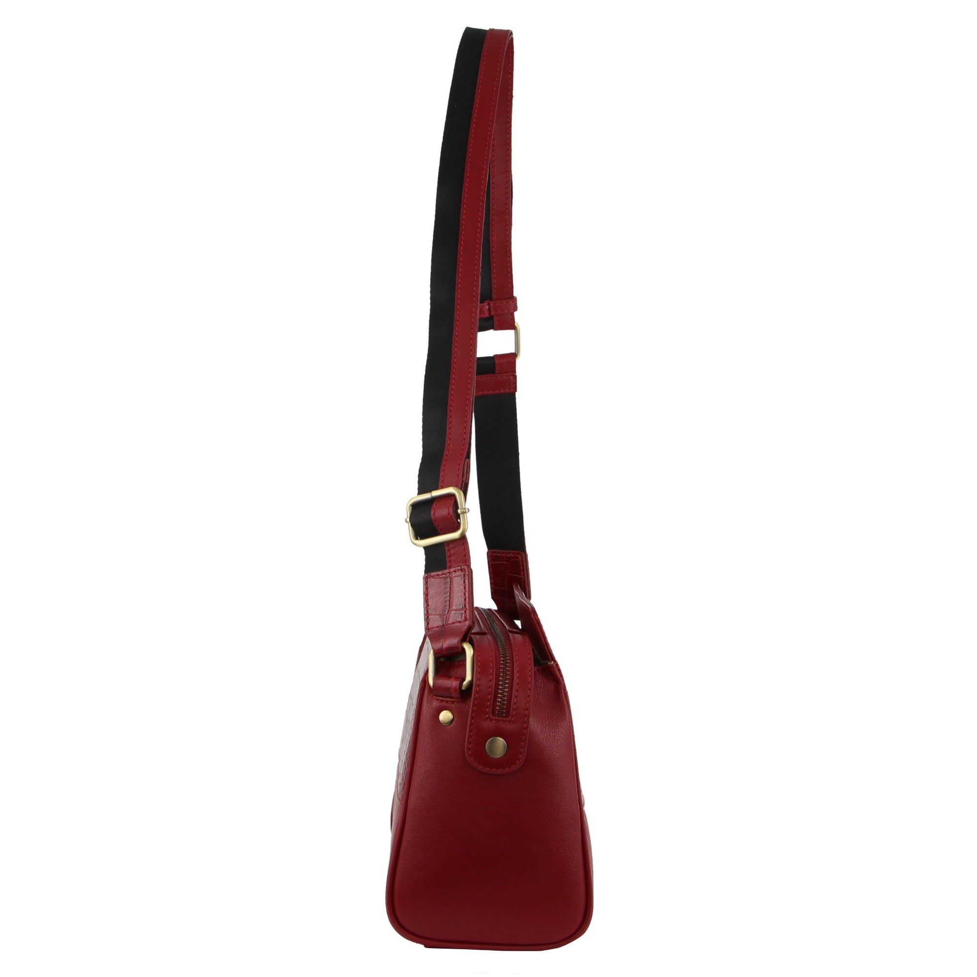 Pierre Cardin Croc-Embossed Leather Cross-Body Bag Red | 102956-HCL