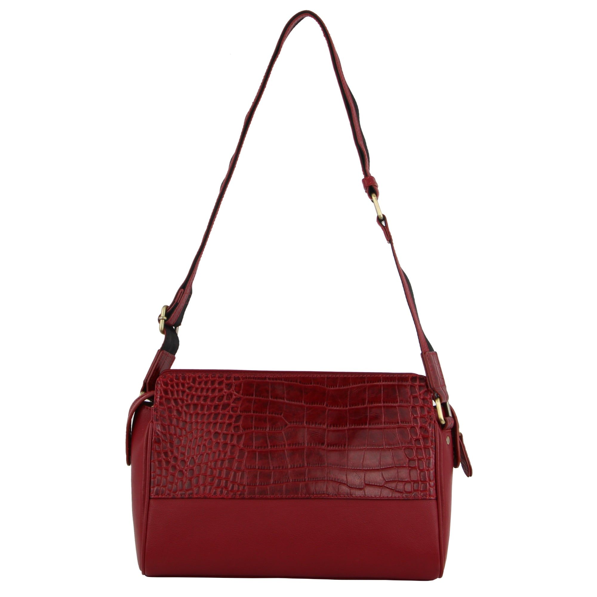 Pierre Cardin Croc-Embossed Leather Cross-Body Bag Red | 102956-HCL