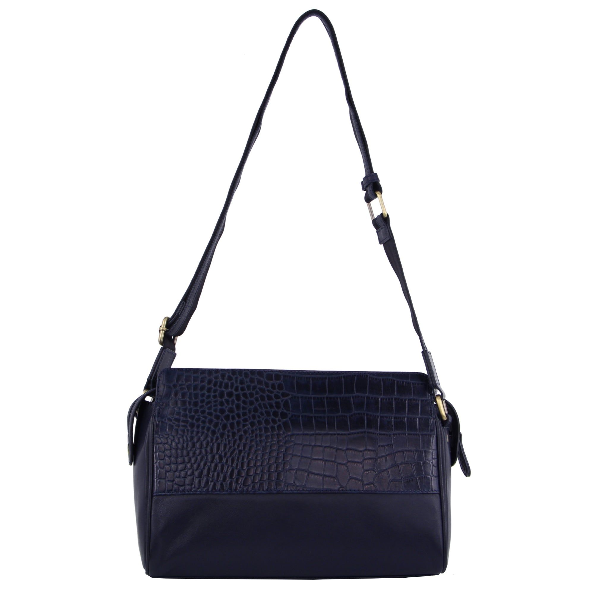 Pierre Cardin Croc-Embossed Leather Cross-Body Bag Navy | 568714-UKF