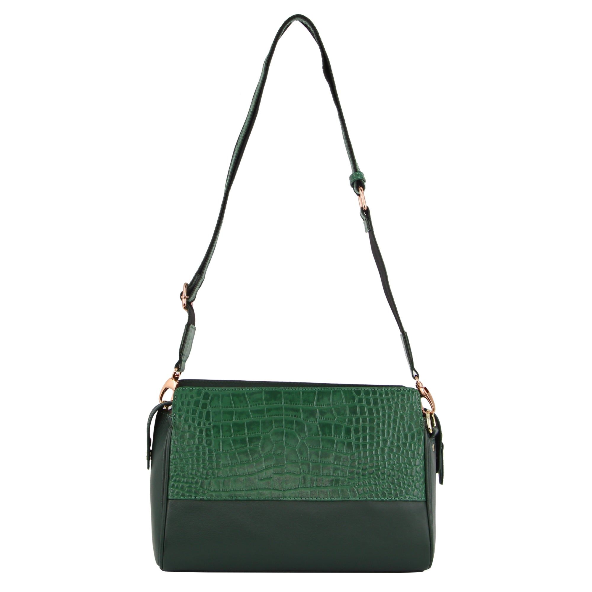 Pierre Cardin Croc-Embossed Leather Cross-Body Bag Green | 061358-QIN