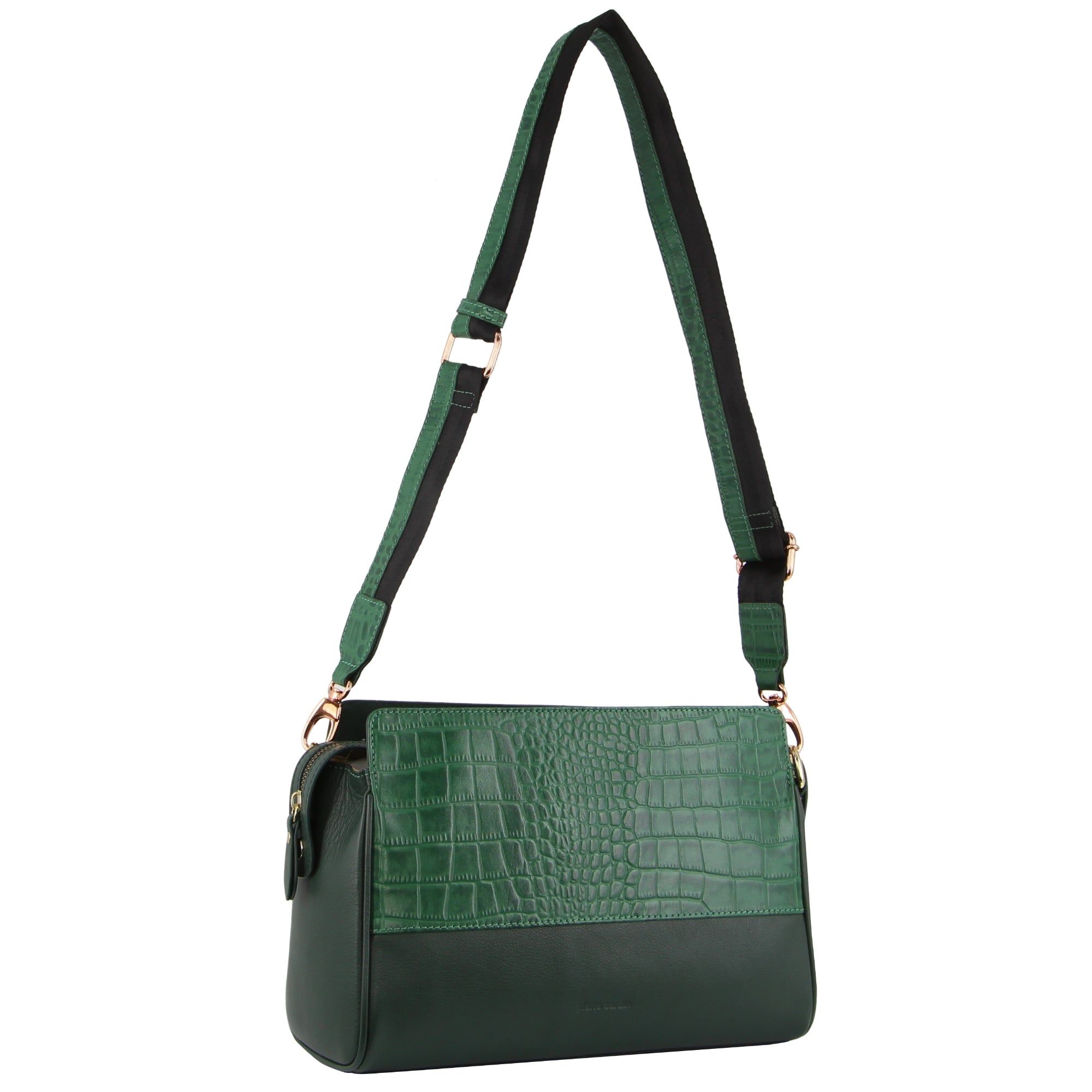 Pierre Cardin Croc-Embossed Leather Cross-Body Bag Green | 061358-QIN