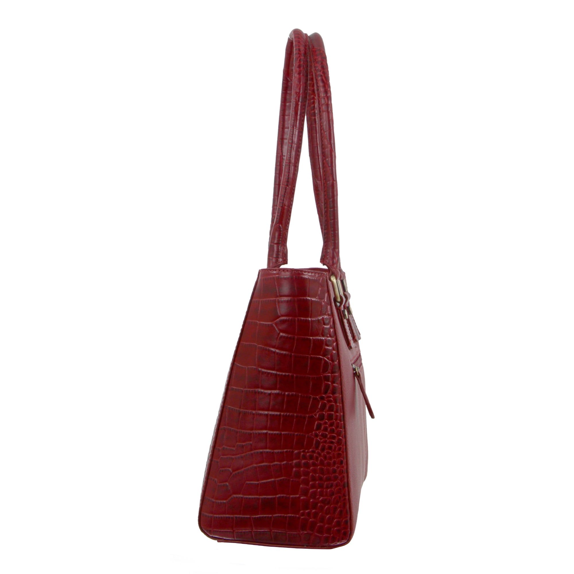 Pierre Cardin Croc-Embossed Leather Shoulder Bag Red | 506941-VJR