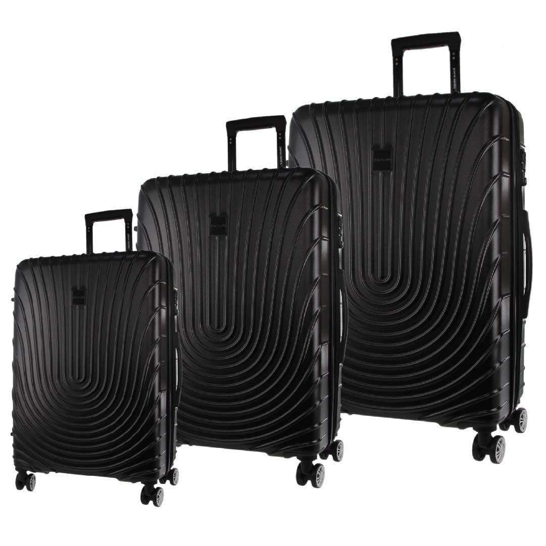 Pierre Cardin Hard Shell 3-Piece Luggage Set Black | 280916-YXL