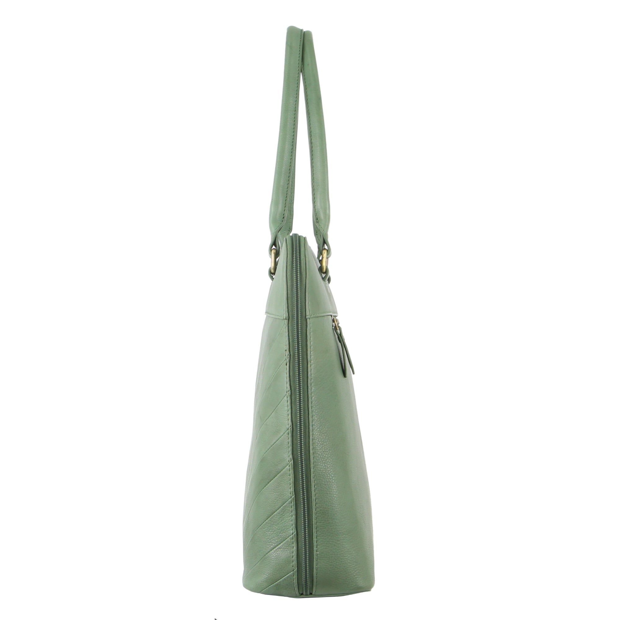 Pierre Cardin Herringbone Leather Large Business Bag Green | 874615-YQZ