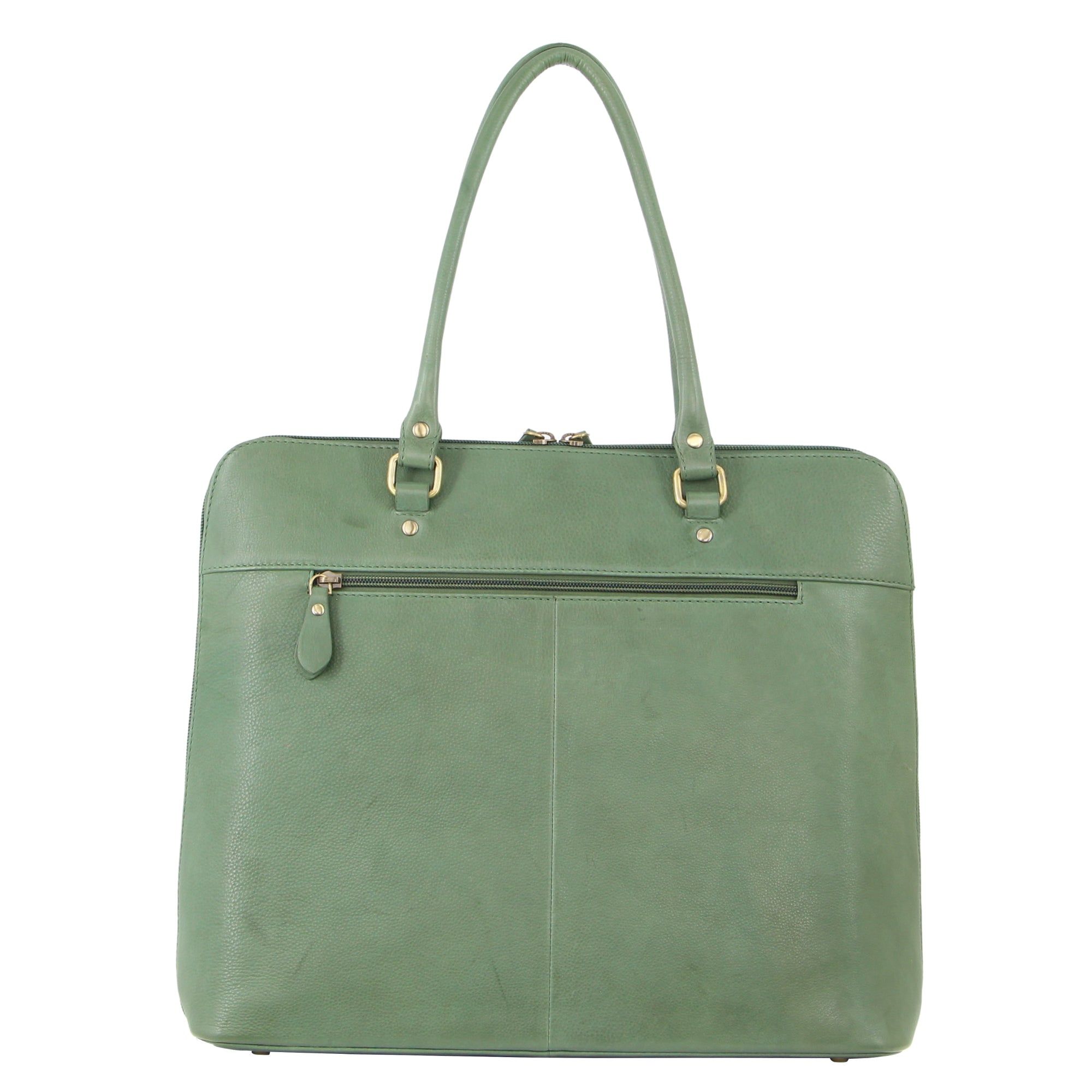 Pierre Cardin Herringbone Leather Large Business Bag Green | 874615-YQZ