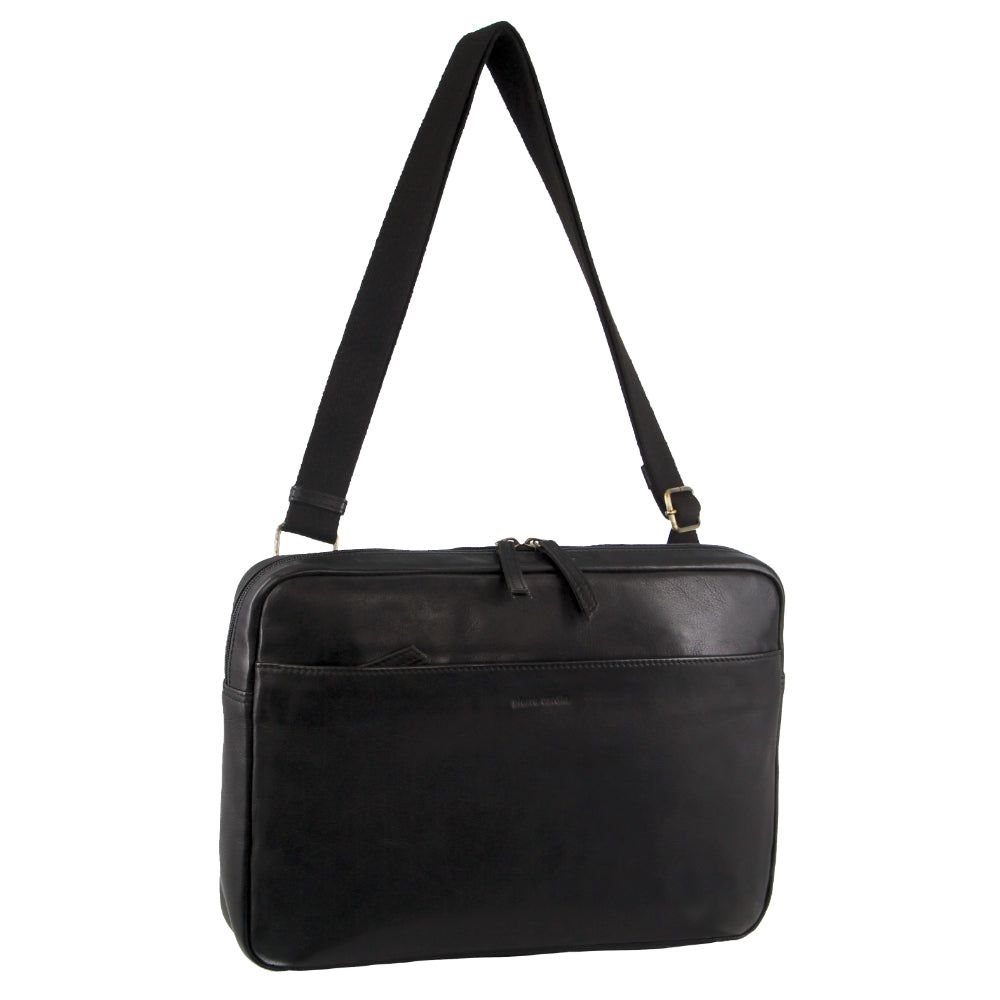 Pierre Cardin Italian Leather Business Computer Bag Black | 721403-JDX