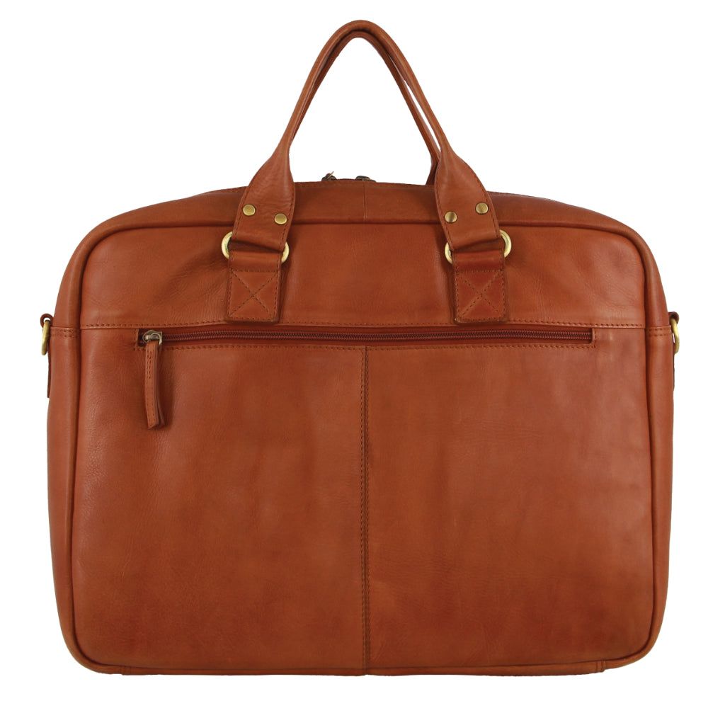 Pierre Cardin Italian Leather Computer Bag Brown | 905671-PEG