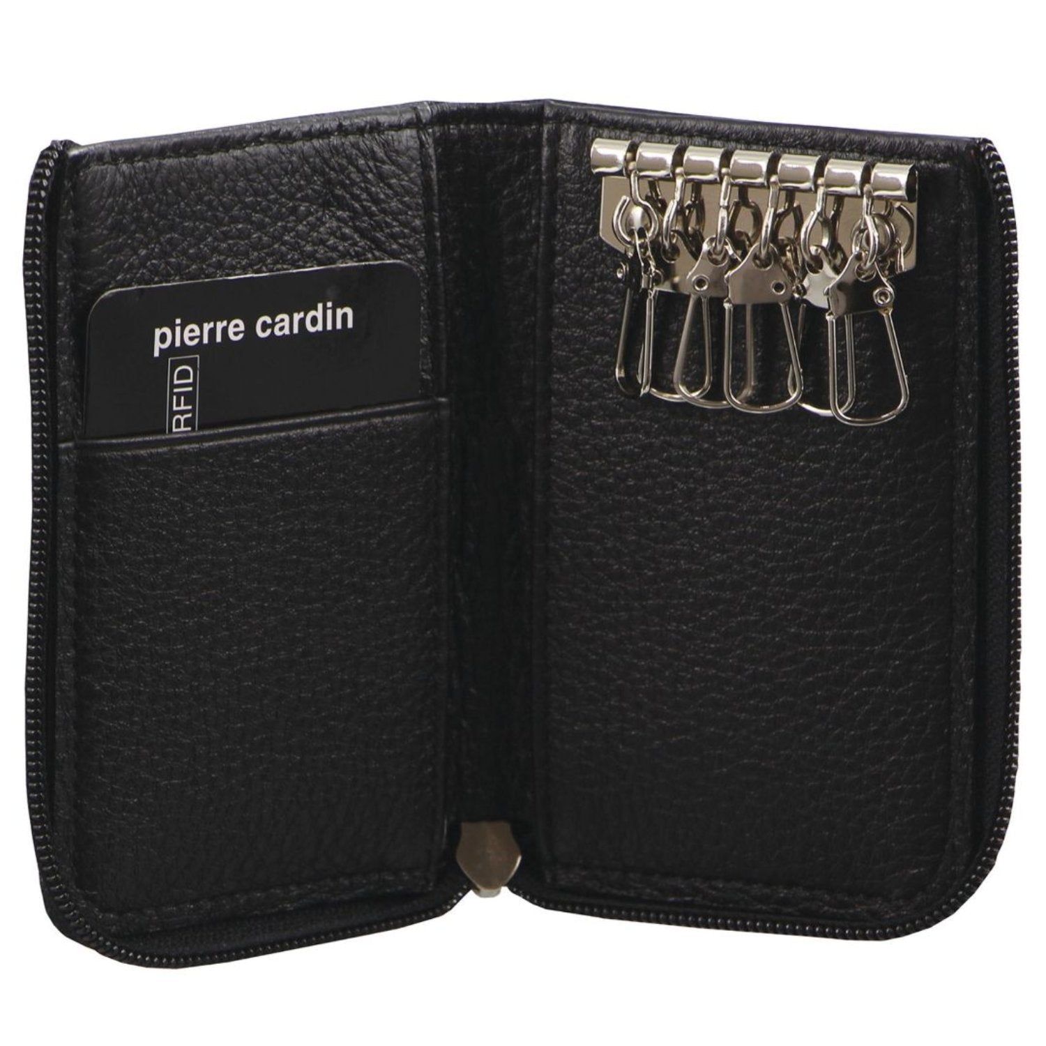 Pierre Cardin Italian Leather Key + Credit Card Holder Black | 734612-GWY