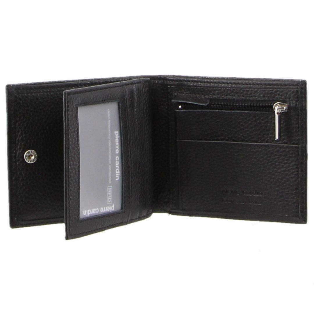 Pierre Cardin Italian Leather Tri-Fold Wallet Black | 618327-ICN