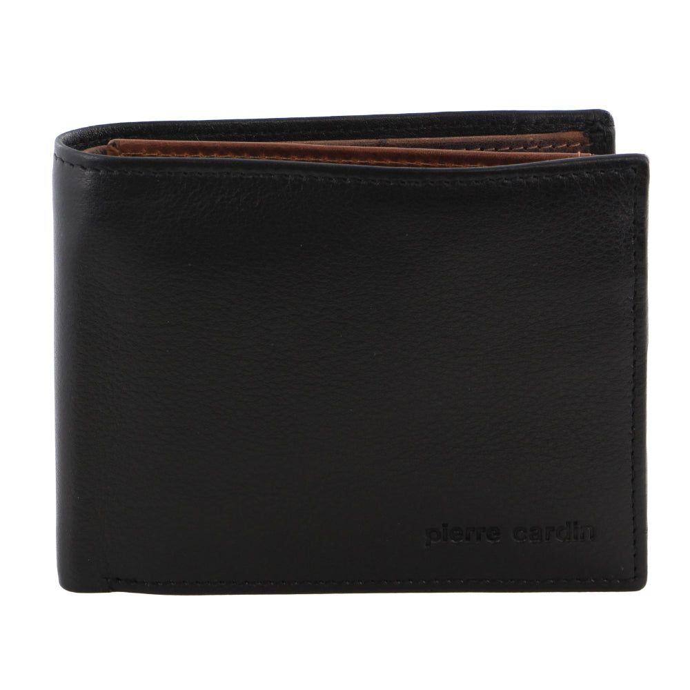 Pierre Cardin Italian Leather Two Tone Tri-Fold Wallet Black | 869021-CFD