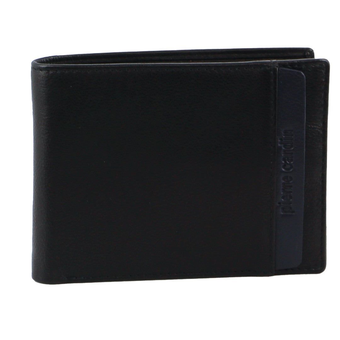 Pierre Cardin Italian Leather Two Tone Tri-Fold Wallet Black | 039857-QJF