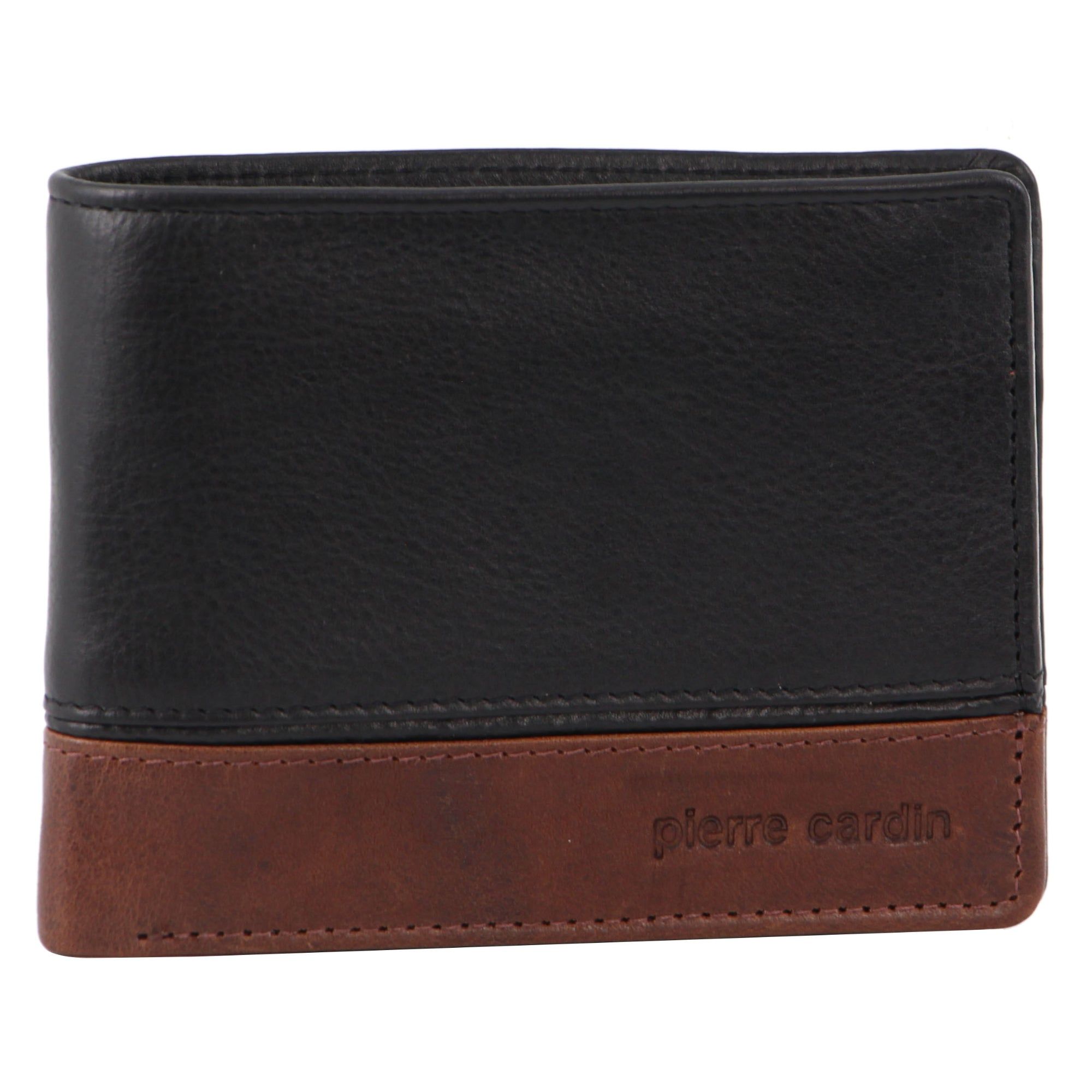 Pierre Cardin Leather 2-Tone Tri-Fold Wallet Black / Brown | 803514-HWC