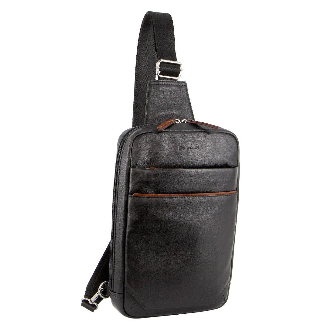 Pierre Cardin Leather 3-Way Sling Bag Black | 719506-UQO