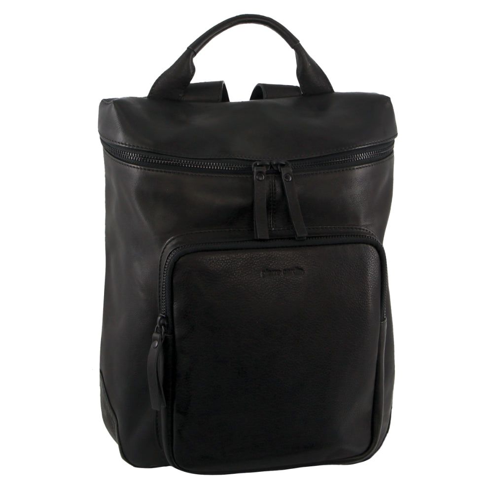 Pierre Cardin Leather Backpack Black | 034298-QSL