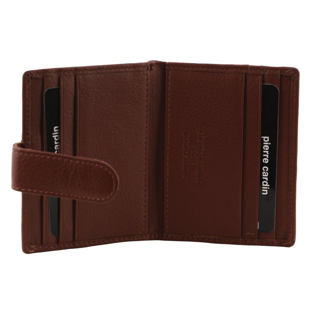 Pierre Cardin Leather Bi-Fold Card Holder Wallet Brown | 068931-DIQ