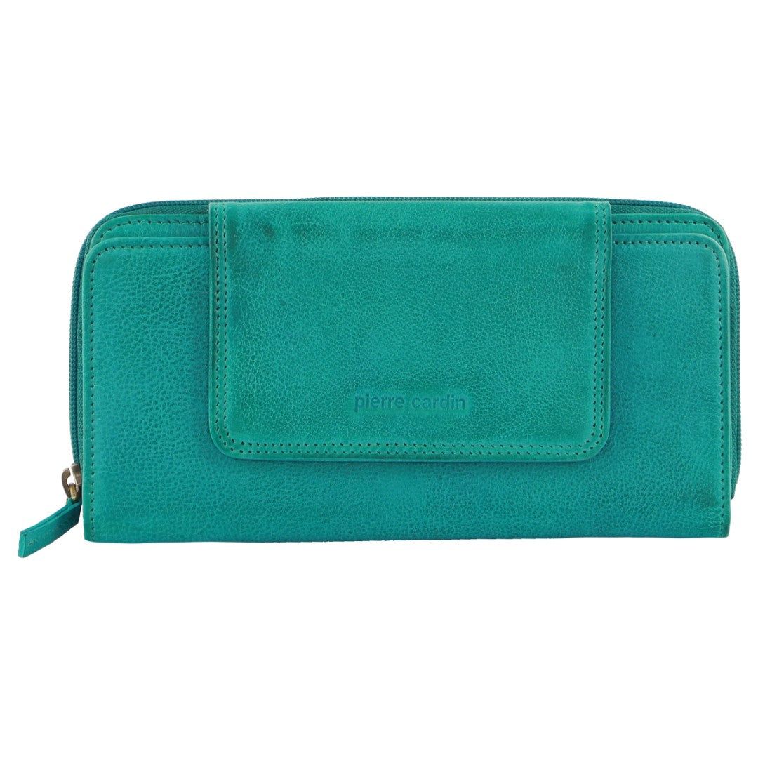 Pierre Cardin Leather Bi-Fold Tab Wallet Light Turquoise | 790185-BHU