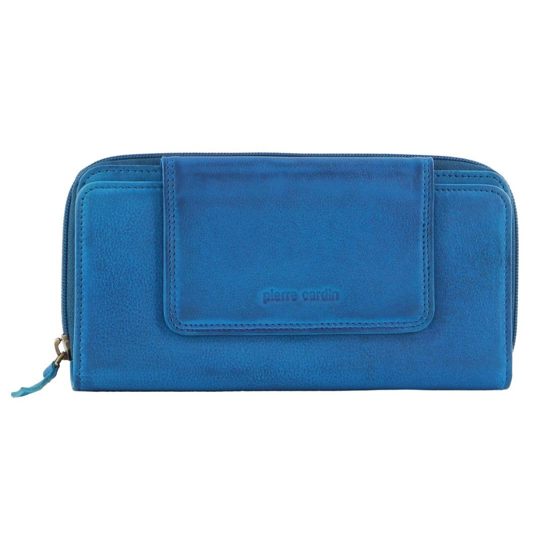 Pierre Cardin Leather Bi-Fold Tab Wallet Light Turquoise | 790185-BHU