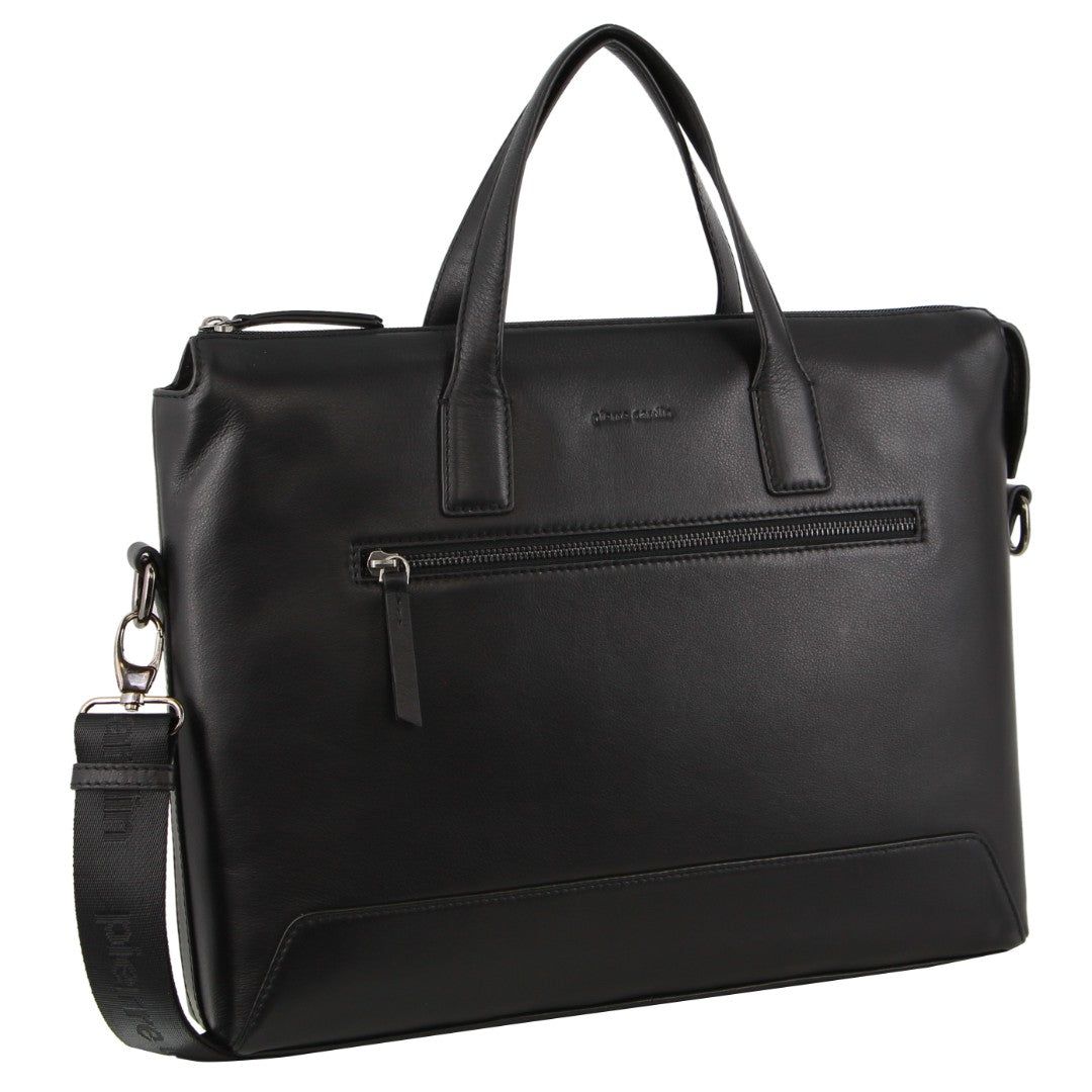 Pierre Cardin Leather Business Travel Bag Black | 270896-OTV