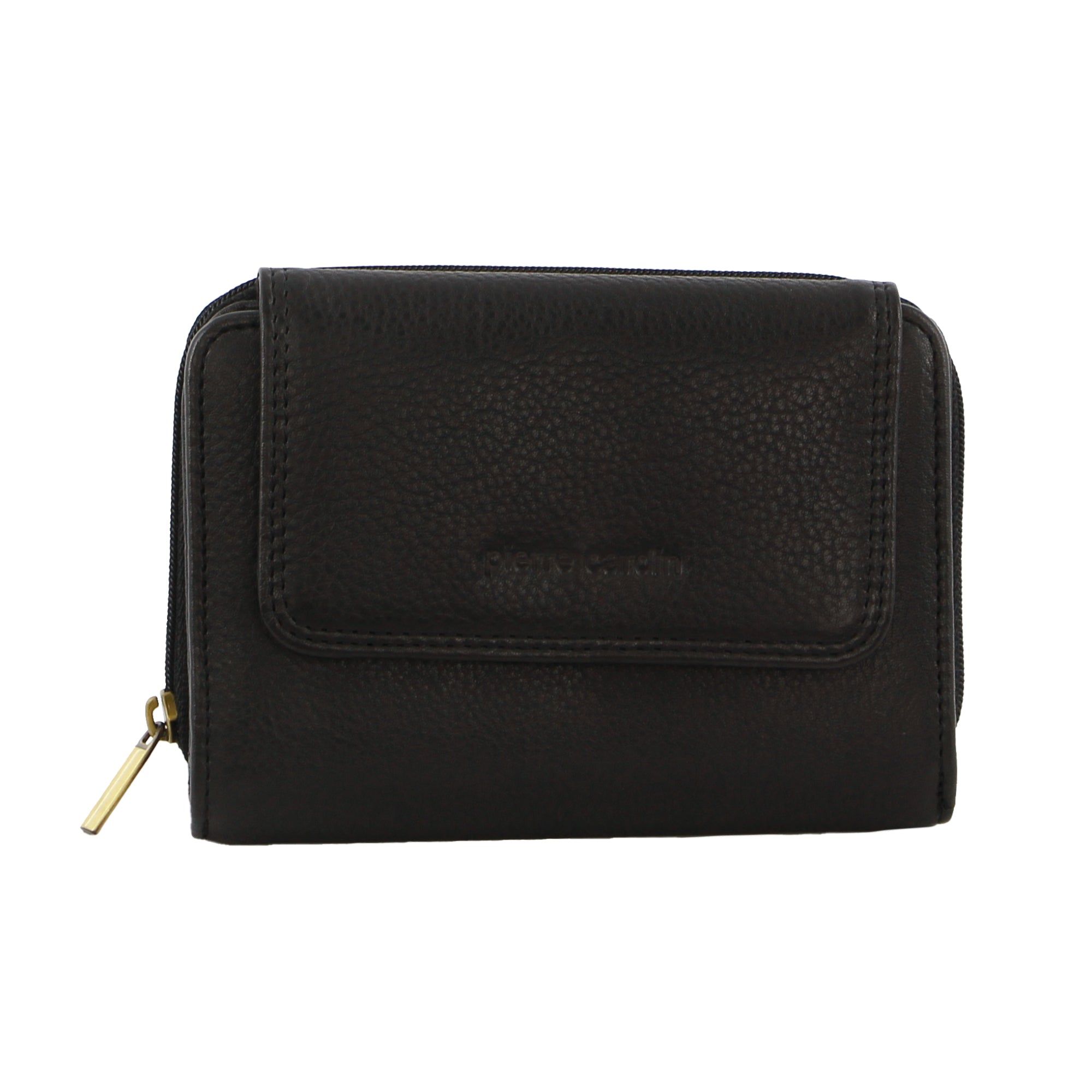 Pierre Cardin Leather Compact Bi-Fold Tab Wallet Black | 819423-ASK