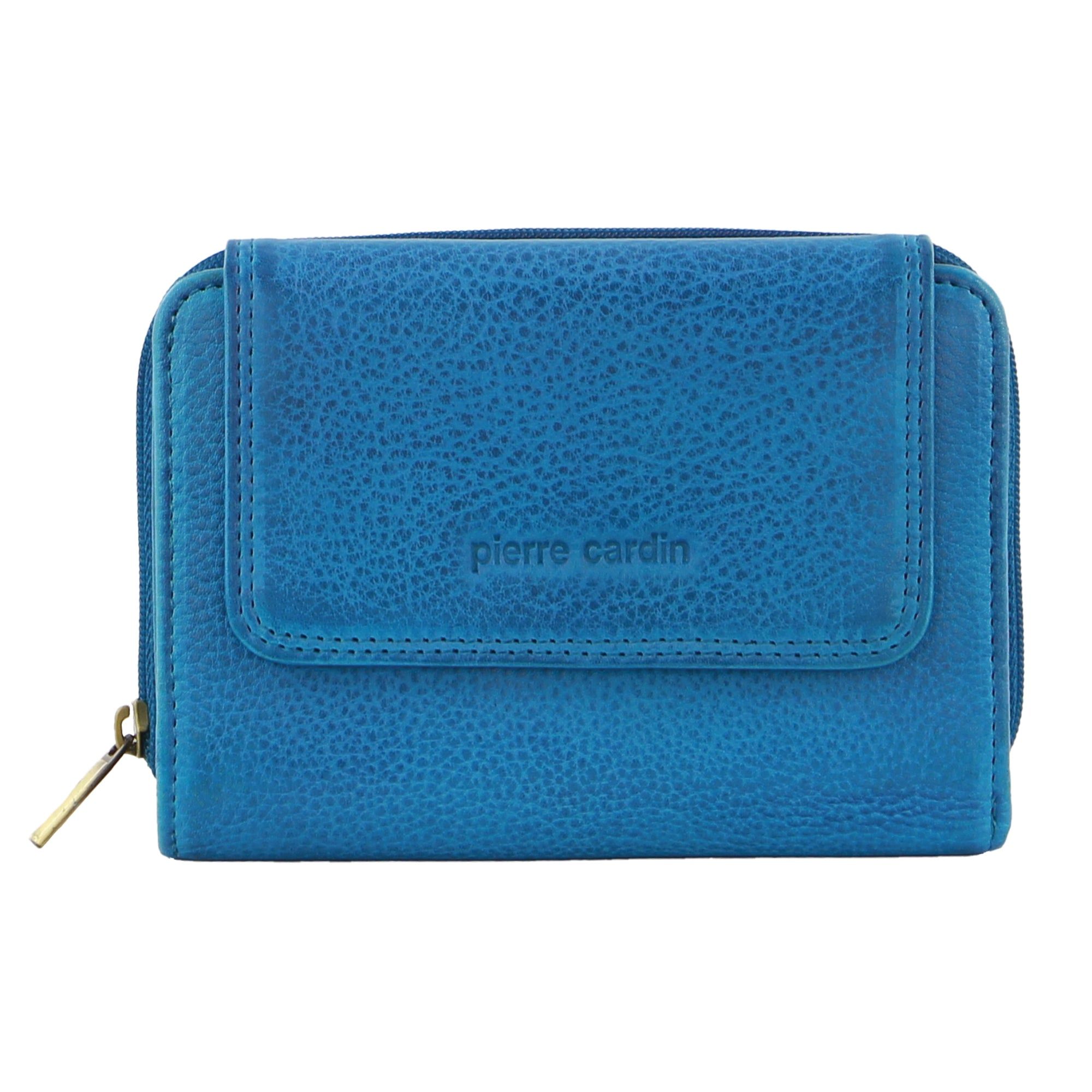 Pierre Cardin Leather Compact Bi-Fold Tab Wallet Light Turquoise | 927681-VBZ