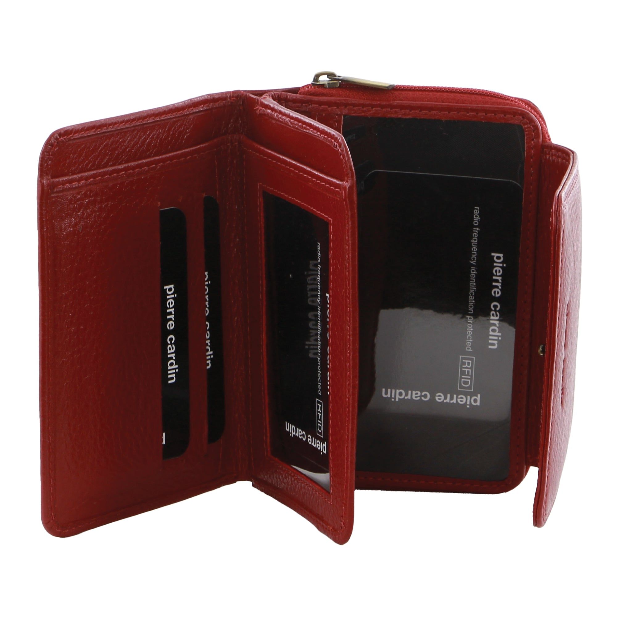 Pierre Cardin Leather Compact Bi-Fold Tab Wallet Red | 512936-PLB