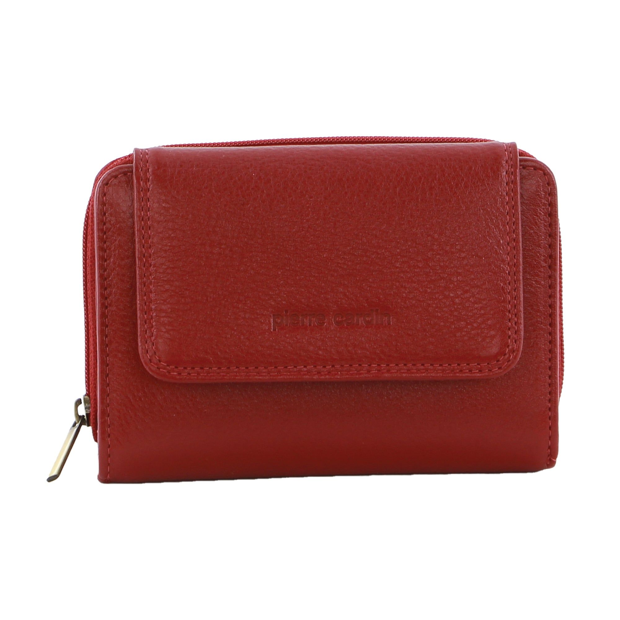 Pierre Cardin Leather Compact Bi-Fold Tab Wallet Red | 512936-PLB