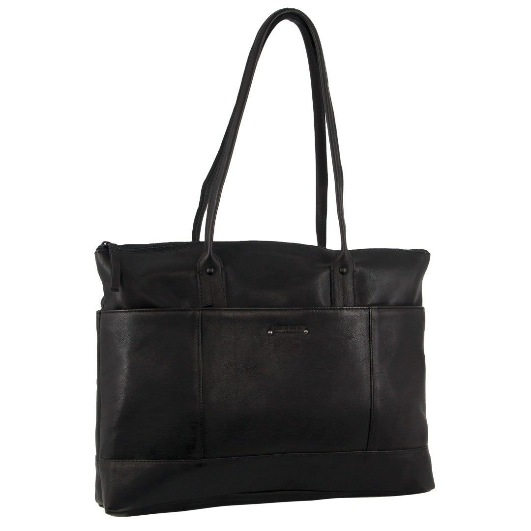 Pierre Cardin Leather Computer Bag Black | 798130-YIW