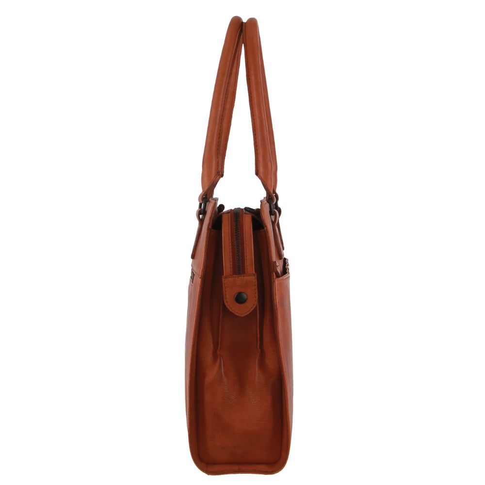 Pierre Cardin Leather Computer Tote Bag Brown | 754023-CNA